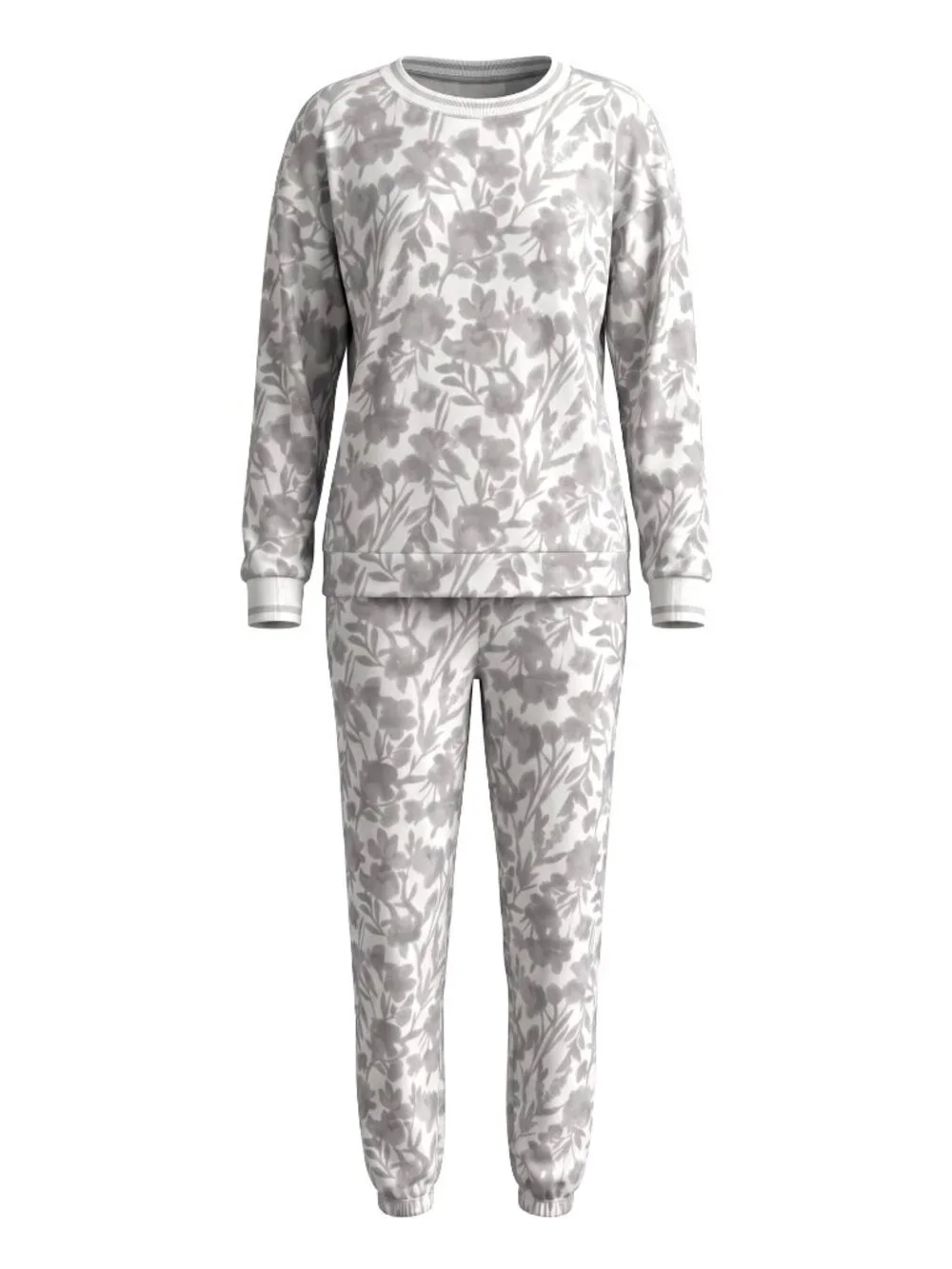 Simply Vera Vera Wang Womens XXL Pajama Set Gray Ivory Floral Joggers Loungewear
